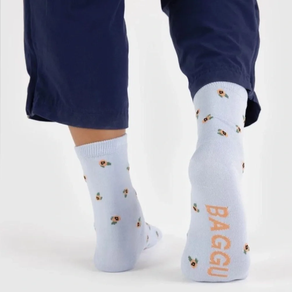BAGGU Blue Rosette Socks New